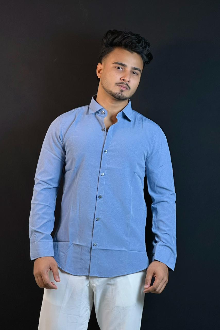 Sky Colour China Formal Shirt Crushed